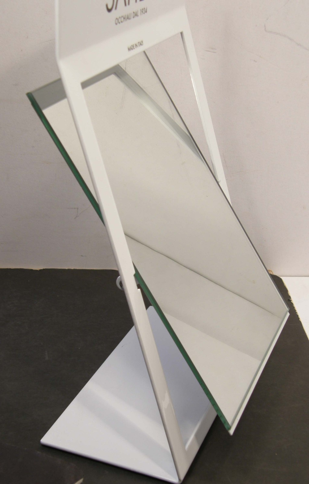 SAFILO EYEWEAR ADVERTISING TABLETOP ENAMEL METAL SWIVEL MIRROR OPTICIAN DISPLAY