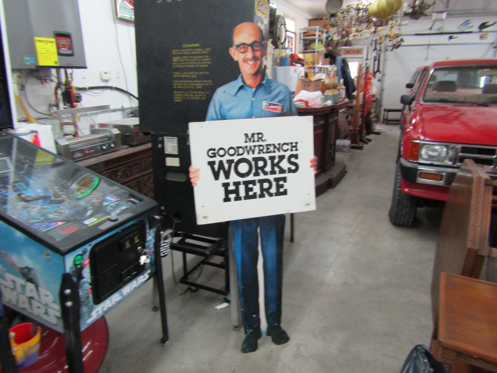 6’ Tall Mr Goodwrench Works Here Metal Sign