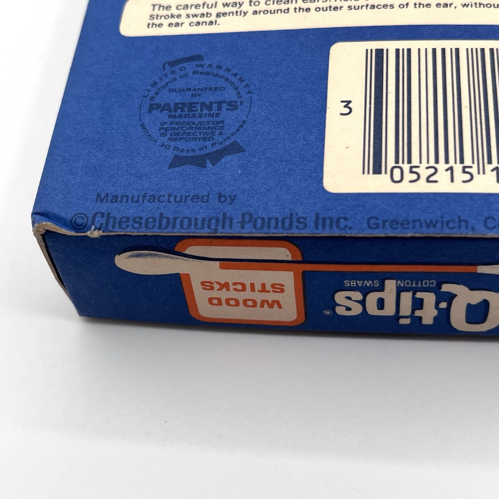 Vintage Q Tips 1960s Wood Packaging Blue Retro Graphic Box Bathroom Prop EMPTY