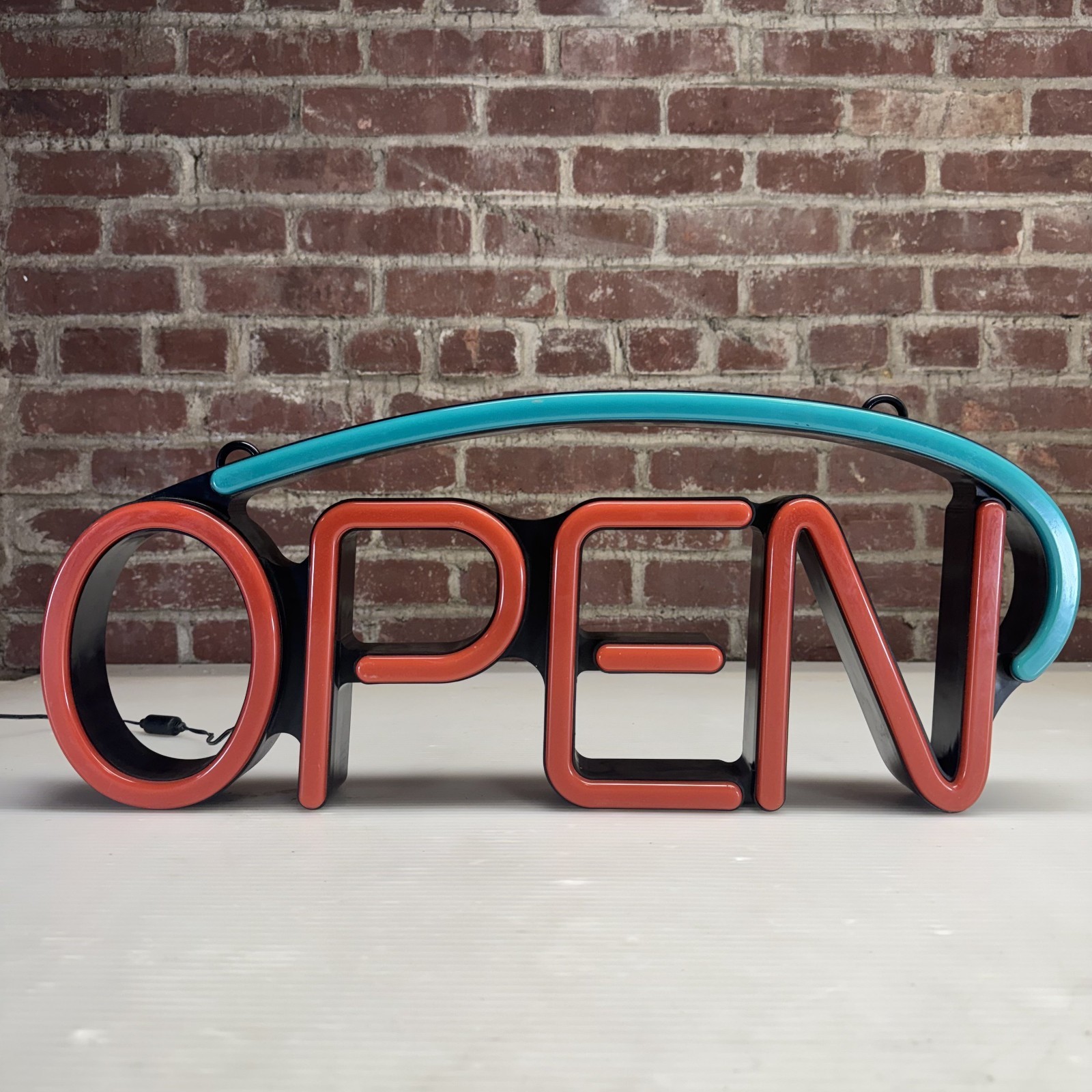 LED OPEN Electric Business Sign Red Blue Flashing Wall Window Display Tested
