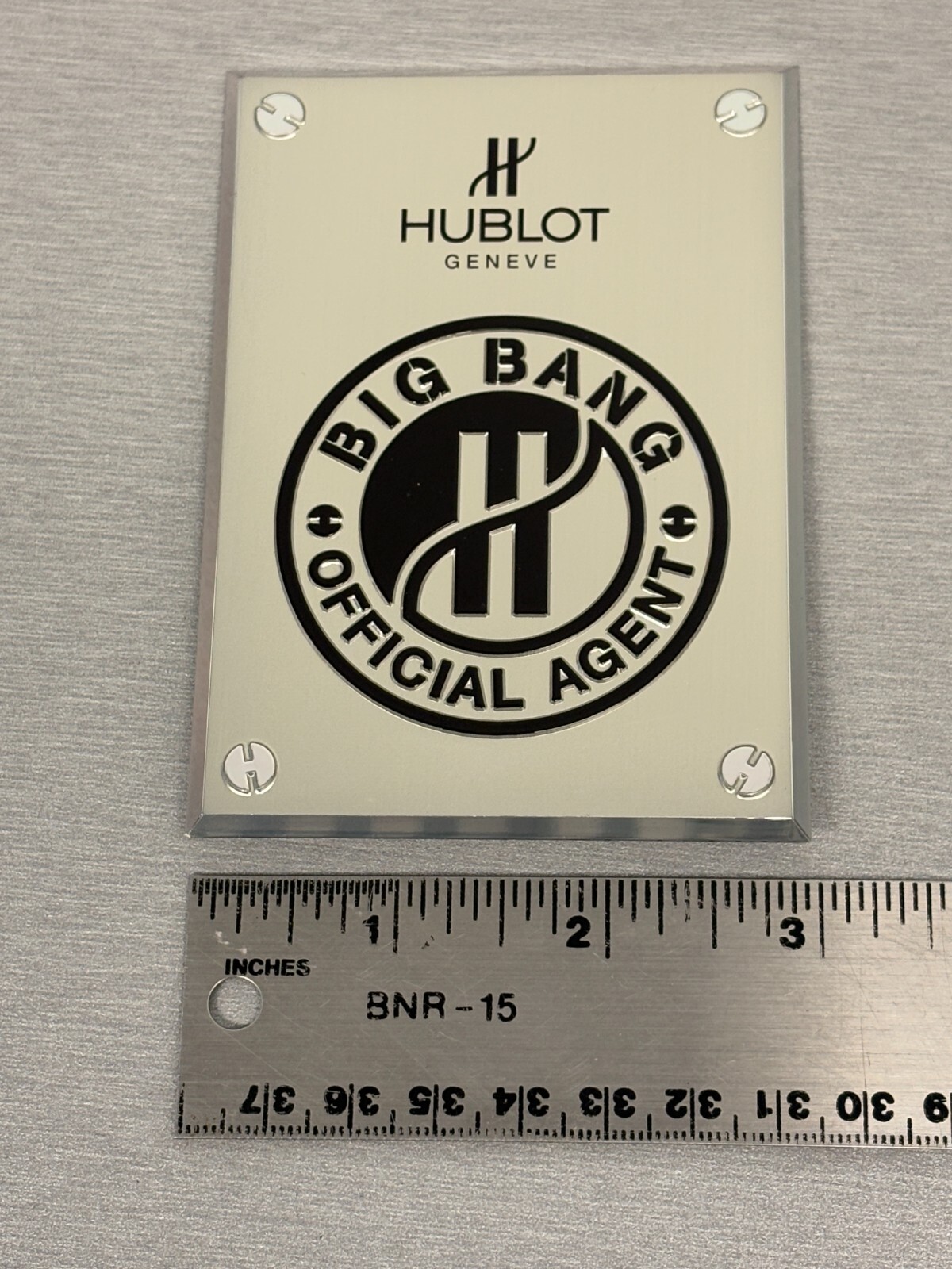 ORIGINAL AUTHENTIC HUBLOT FOLDING SHOWCASE DISPLAY PLAQUE SELLing STANDING