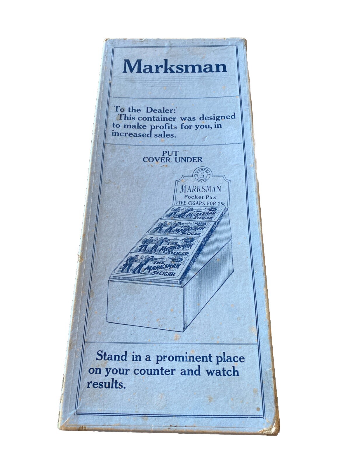 ANTIQUE MARKSMAN CIGAR BOX ADVERTISING COUNTER TOP POINT OF SALE DISPLAY