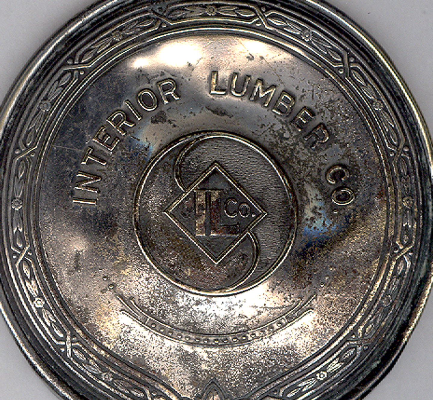 SM PURSE HAND MIRROR, ADV “INTERIOR LUMBER” TRANSITIONAL DATE, NOUVEAU & DECO