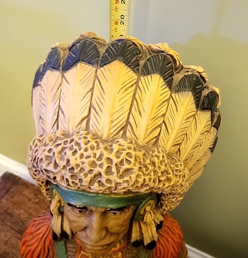 LARGE 1973 Cigar Store Native American Statue Chalkware Plaster Vaughn Kendrick