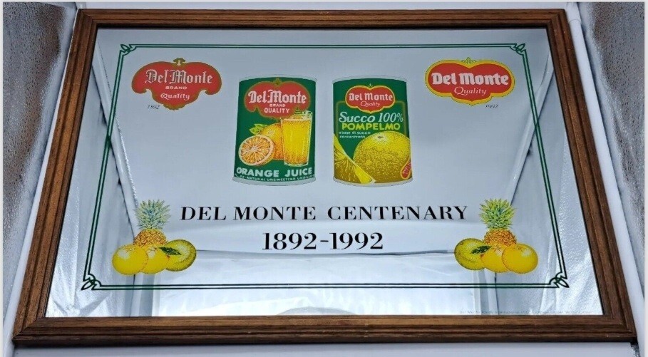 ADVERTISING MIRROR SIGN FRAME-MONTE JUICES-CENTENARY 1892-1992-OLD