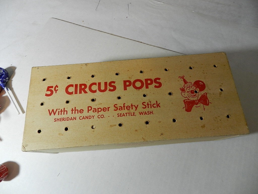 VINTAGE 1950’S CIRCUS POPS SUCKER STORE DISPLAY- VINTAGE CLOWN- VINTAGE CIRCUS
