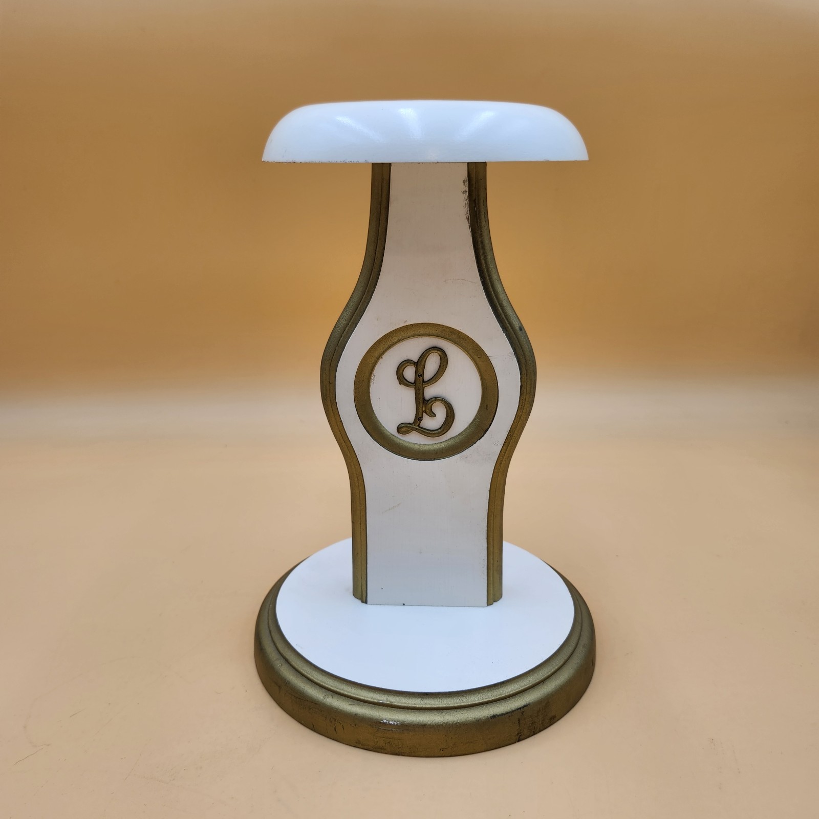 Antique Vintage Hat Stand Millinery Store Display “L” Mark Initial wood Monogram