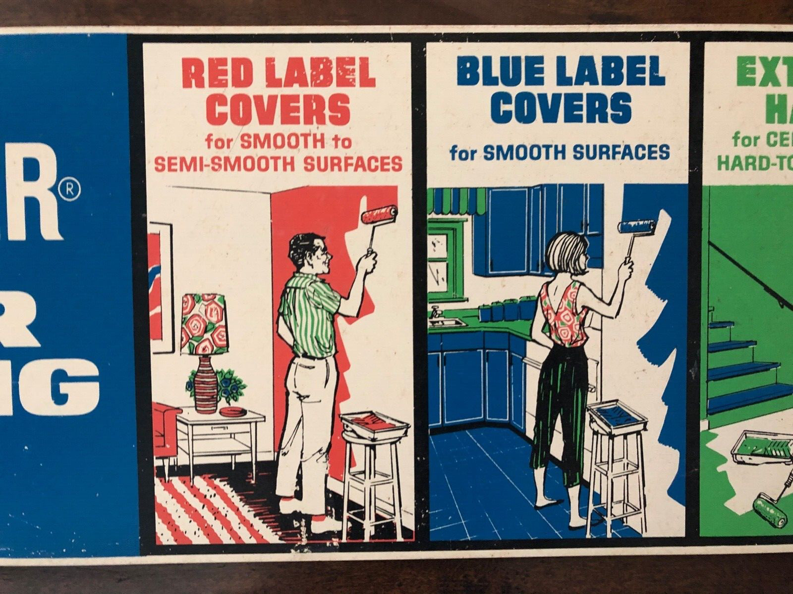 Vintage MAGIKOTER Roller Painting Tips Store Display Sign MCM LADY HOUSEWIFE