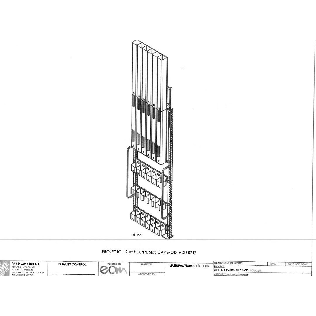 20′ PEX Pipe Side Rack – EQ Manufacturas, S.A. de C.V., Custom Fabrication