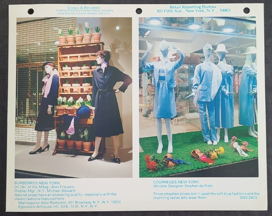 1982 BURBERRYS & COURREGES, NY DOUBLE STORE WINDOW DISPLAY PHOTO PRINT PIETRI
