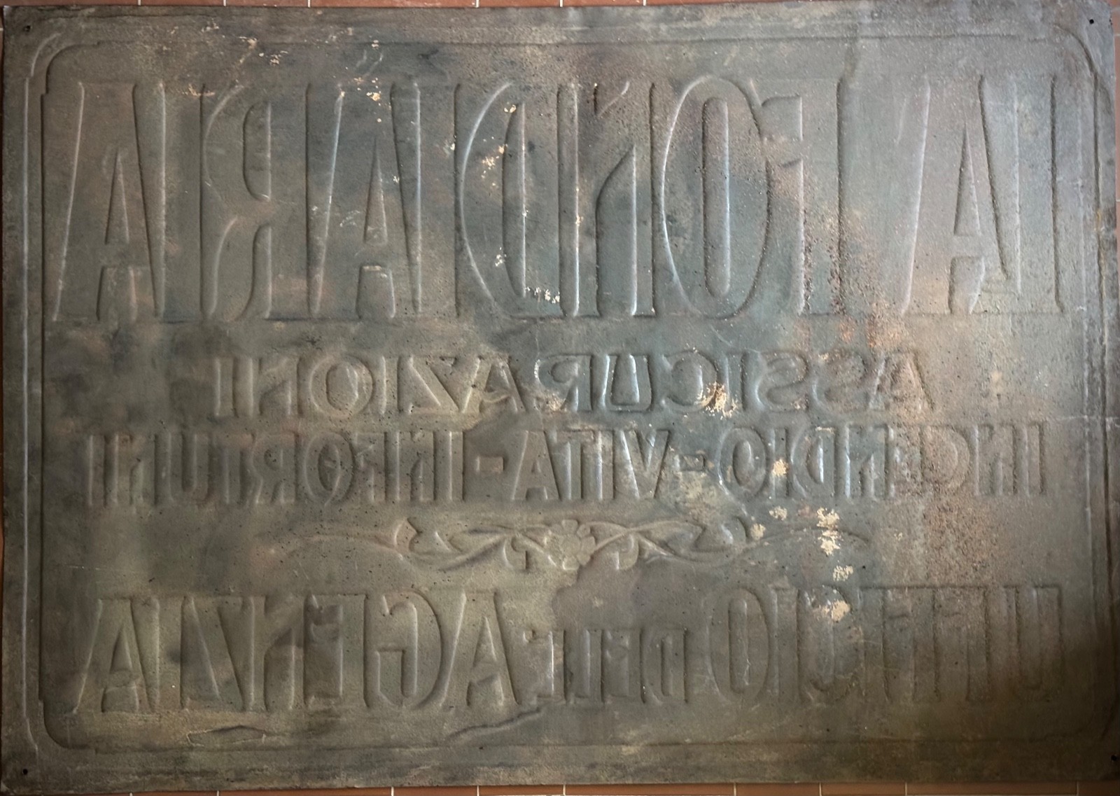 LA FONDARIA INSURANCE – Original enamel sign – ’40 / ’50 –