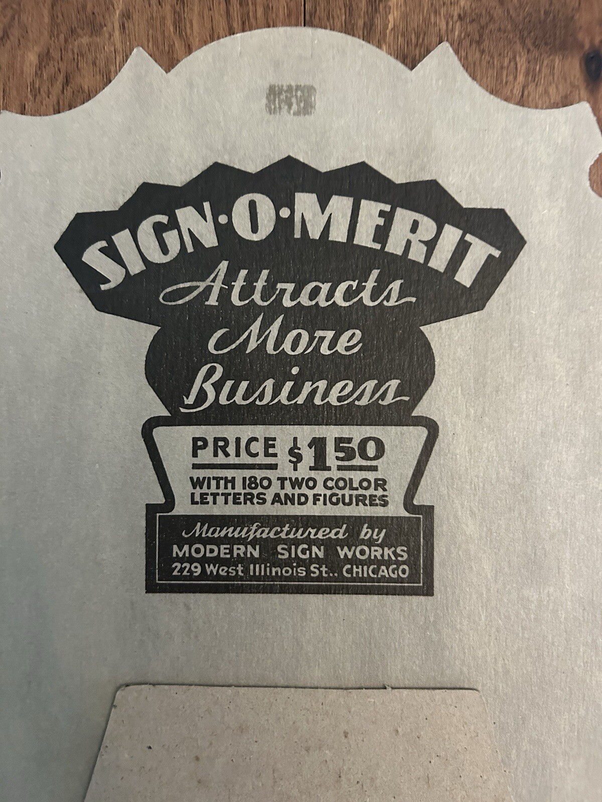 Modern Sign Works Sign-O-Merit Art Deco Stand Up Cardboard Store Display Sign