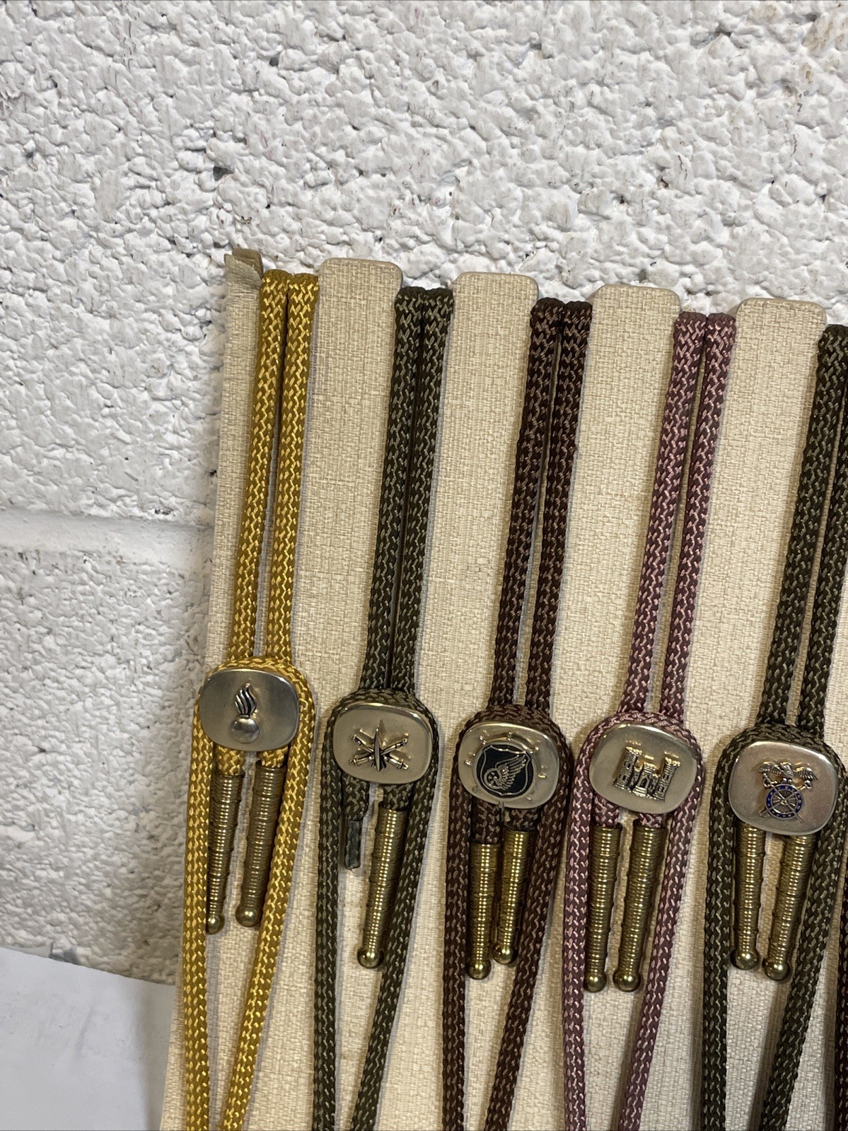 Metal Bolo Ties Bola Advertising Store Display Military Lot x12 Crest-Craft Vtg