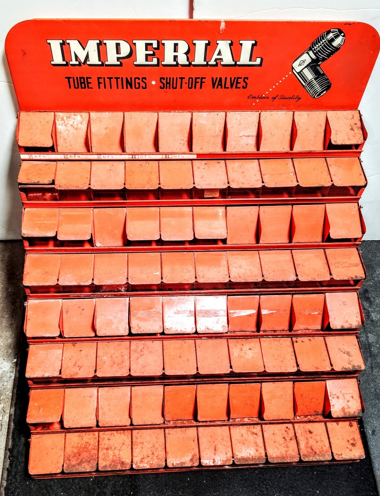 Vintage IMPERIAL FITTINGS Retail Counter Steel/Glass Display-80 Compartment-Used