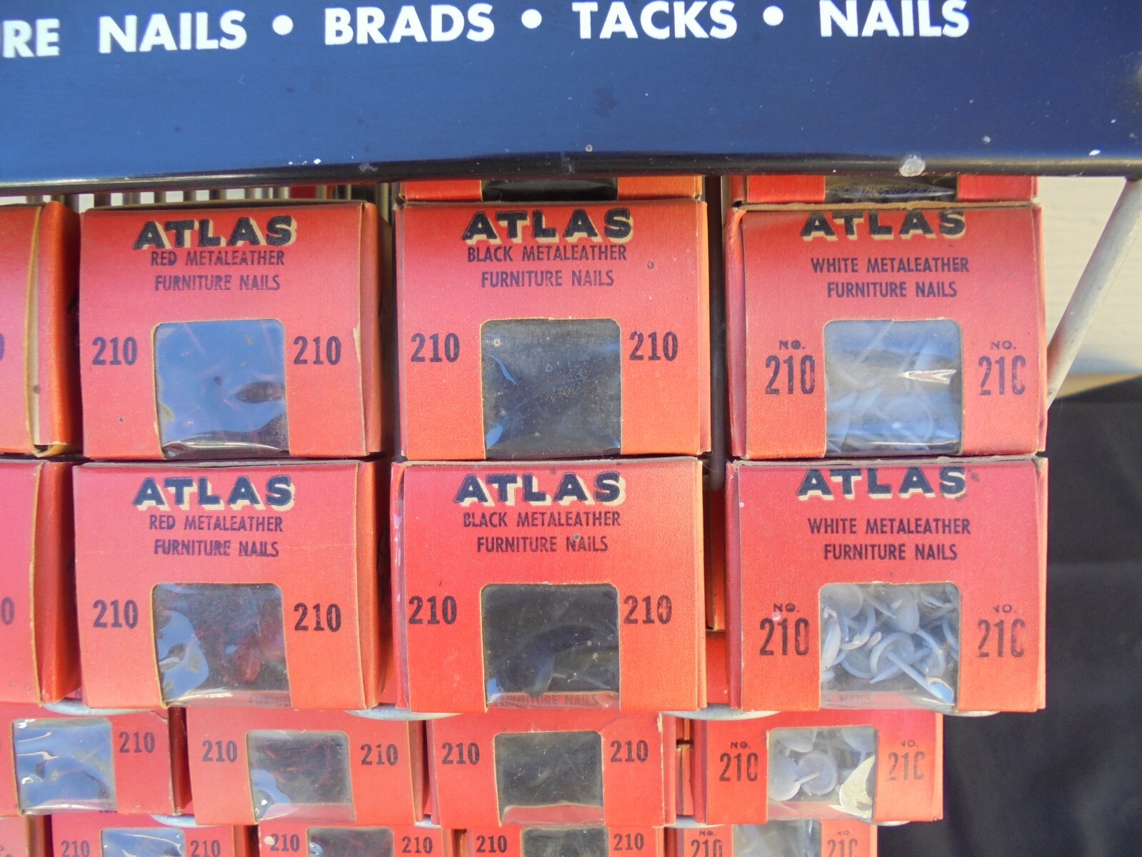 Atlas Tack And Nail Countertop Display Rack Metal Advertising Sign & Nails Tacks