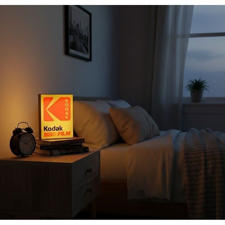 Retro Kodak Illuminated Light-Up Sign Display Yellow & Red Square