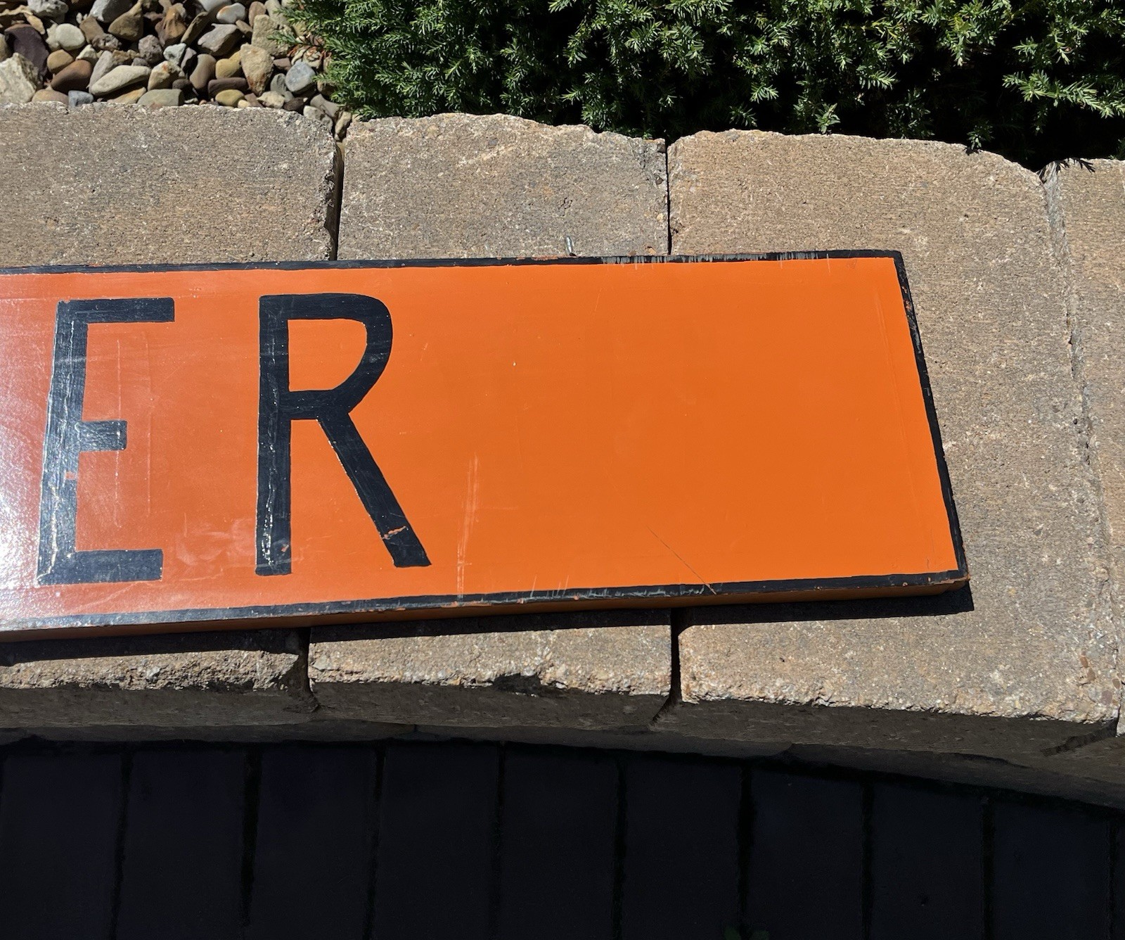 Vtg Hand Painted Wood CASHIER Arrow Sign 42” Store Display Retail Decor Pumpkin