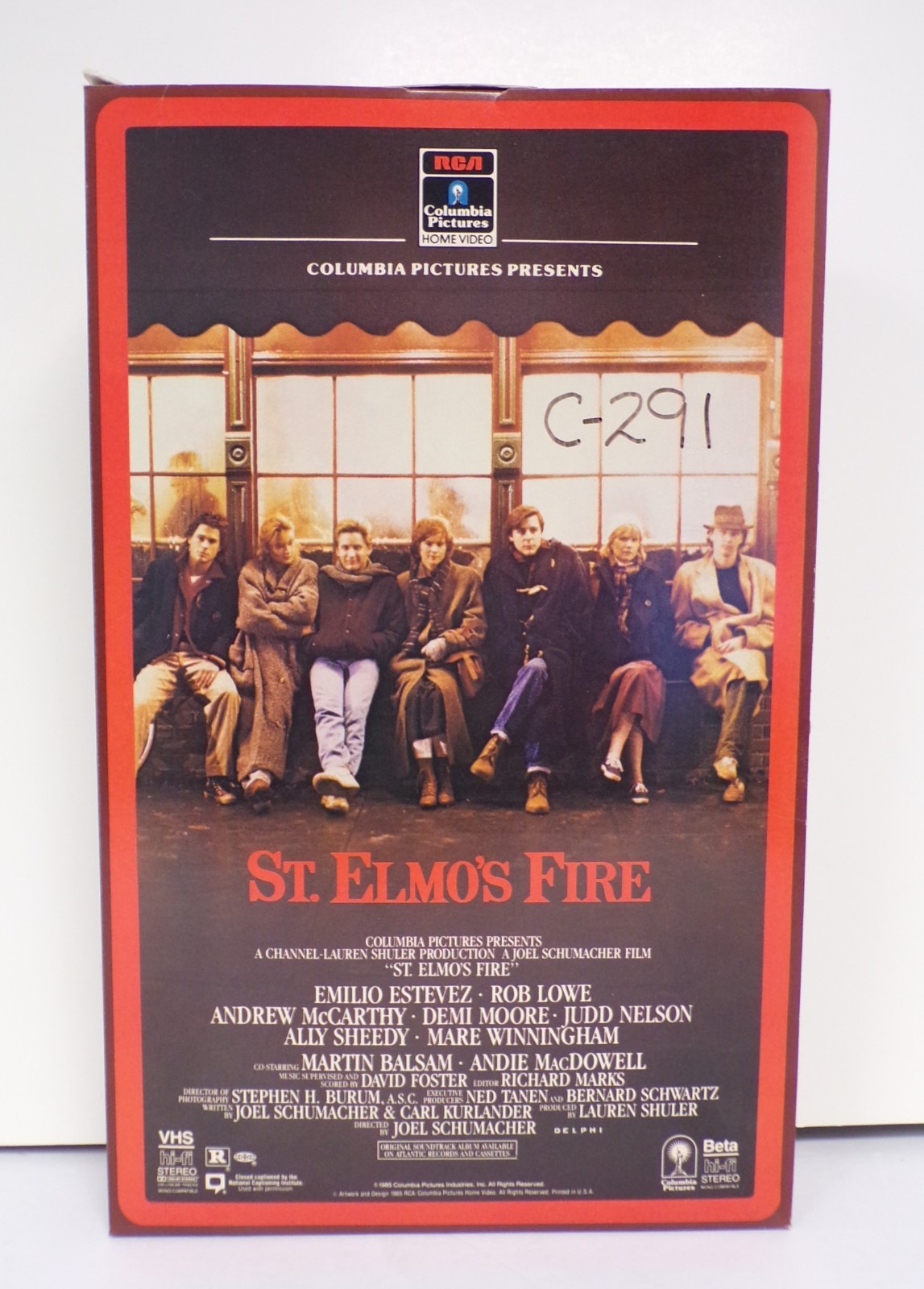 St Elmo’s Fire Estevez Rob Lowe 1985 Video Store Display Box 15″ 110425WBAN-18
