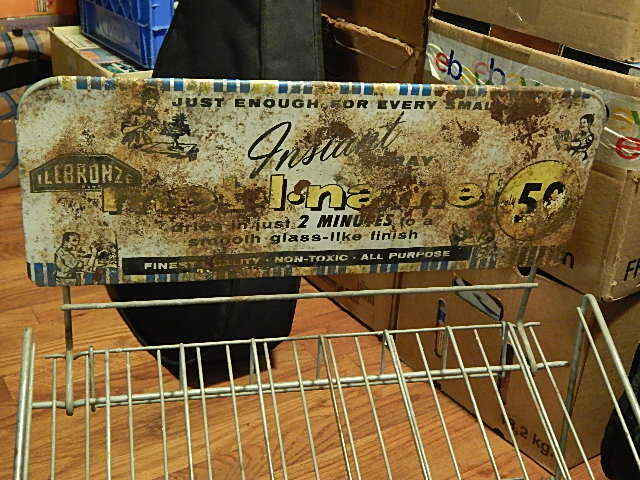 ILLBRONZE ~ Instant Met-L-Namel ~ Metal Display Rack ~ Two Tier POS Shelf ~ Vtg