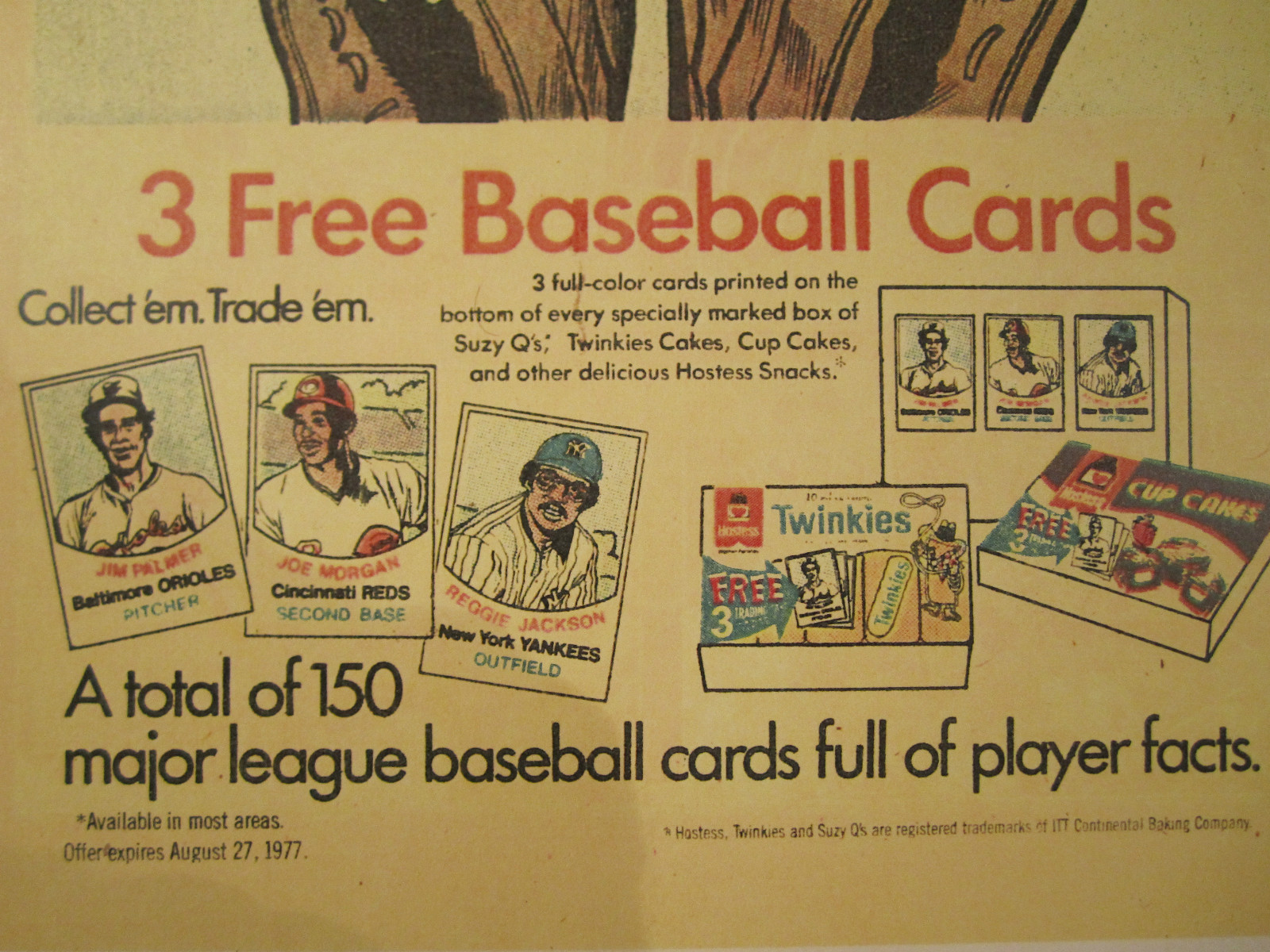 1970’s TWINKIES & HOSTESS CUP CAKES ALL-STAR BASEBALL CARDS Store Color Sign