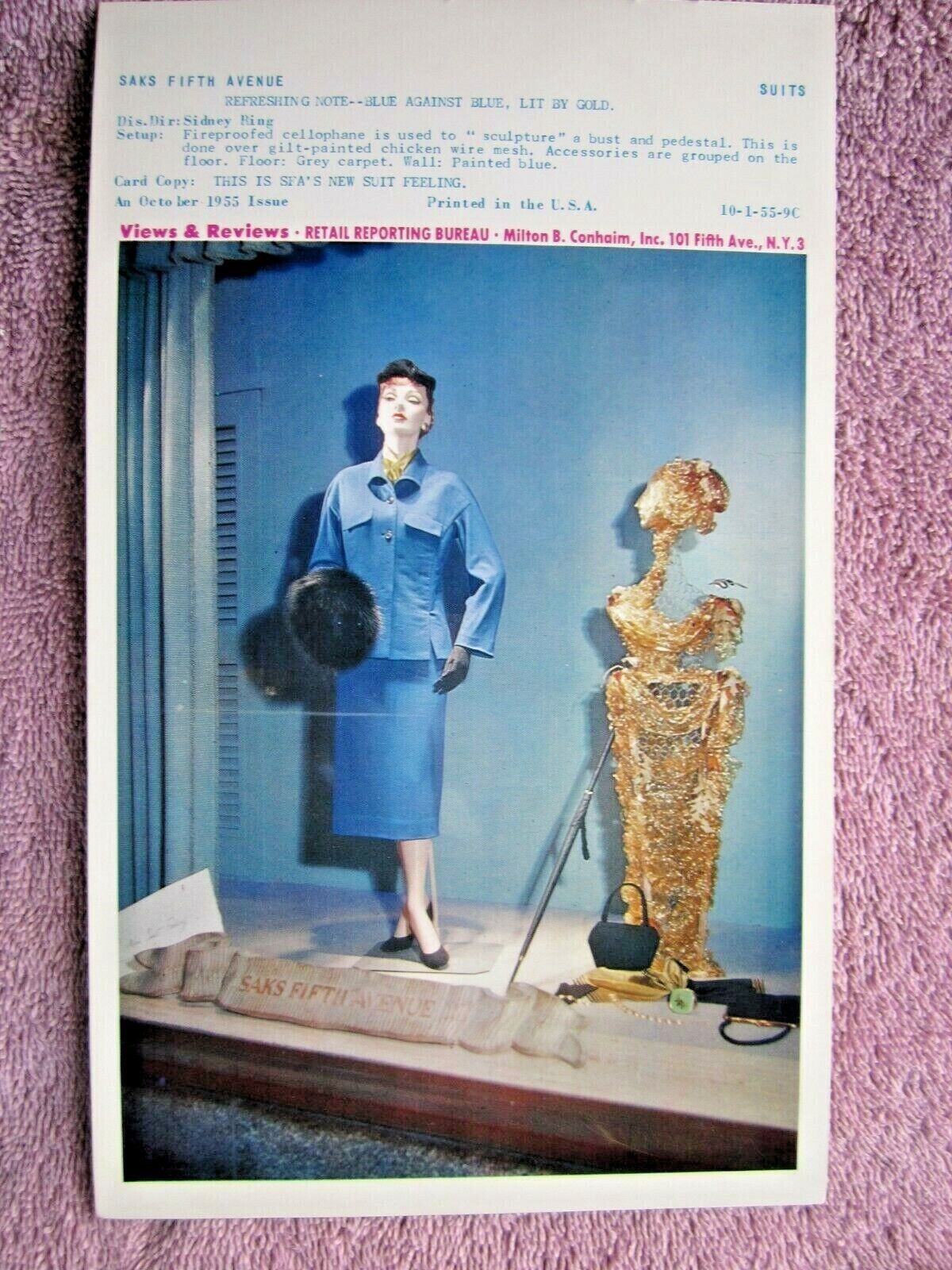 1955 SAKS FIFTH AVE STORE WINDOW DISPLAY NEW SUIT FEELING PHOTOGRAPH PRINT #315