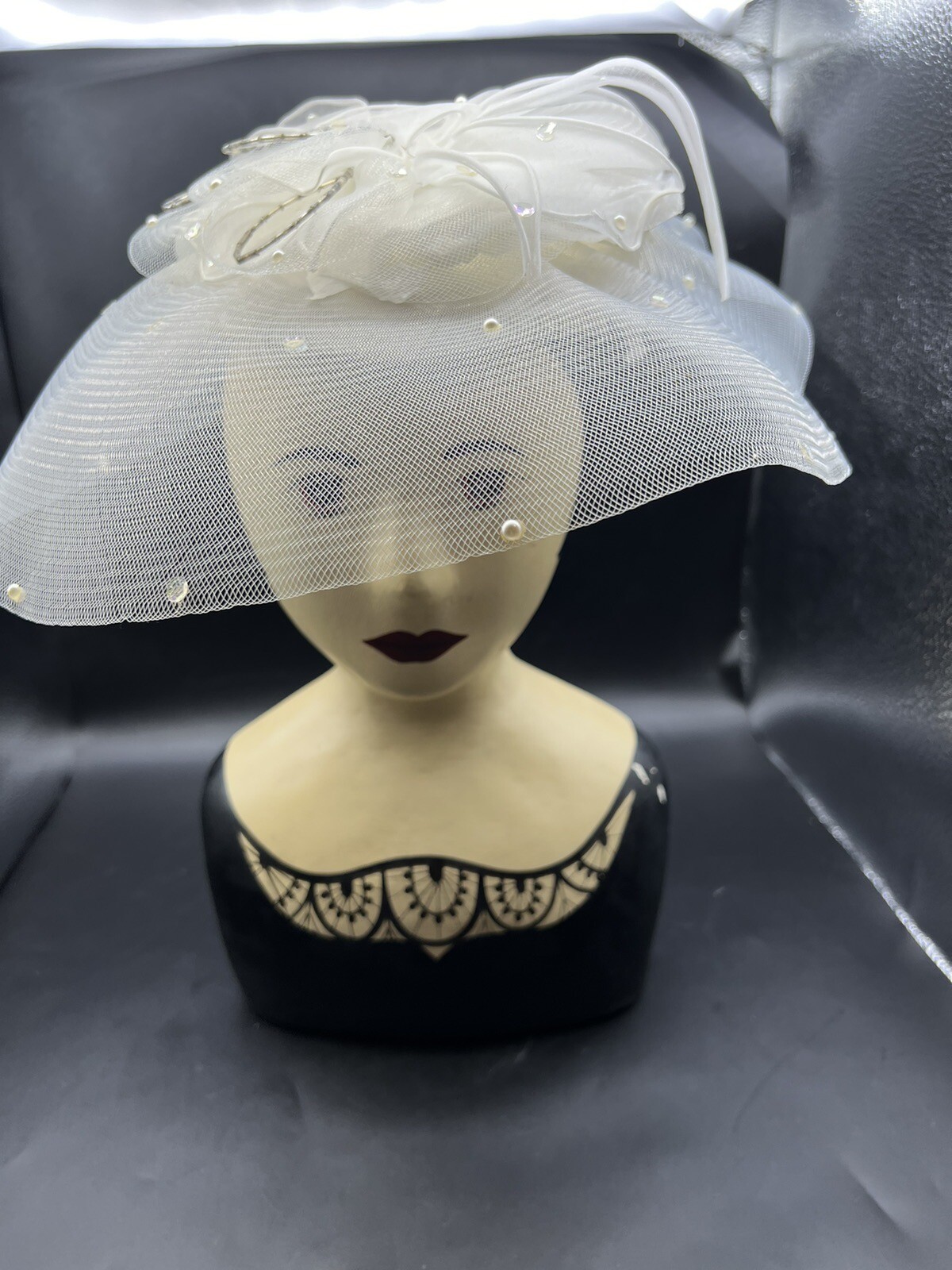 Vintage Hand Painted Millinery Style Plaster Head Bust 14″ Displays Hats