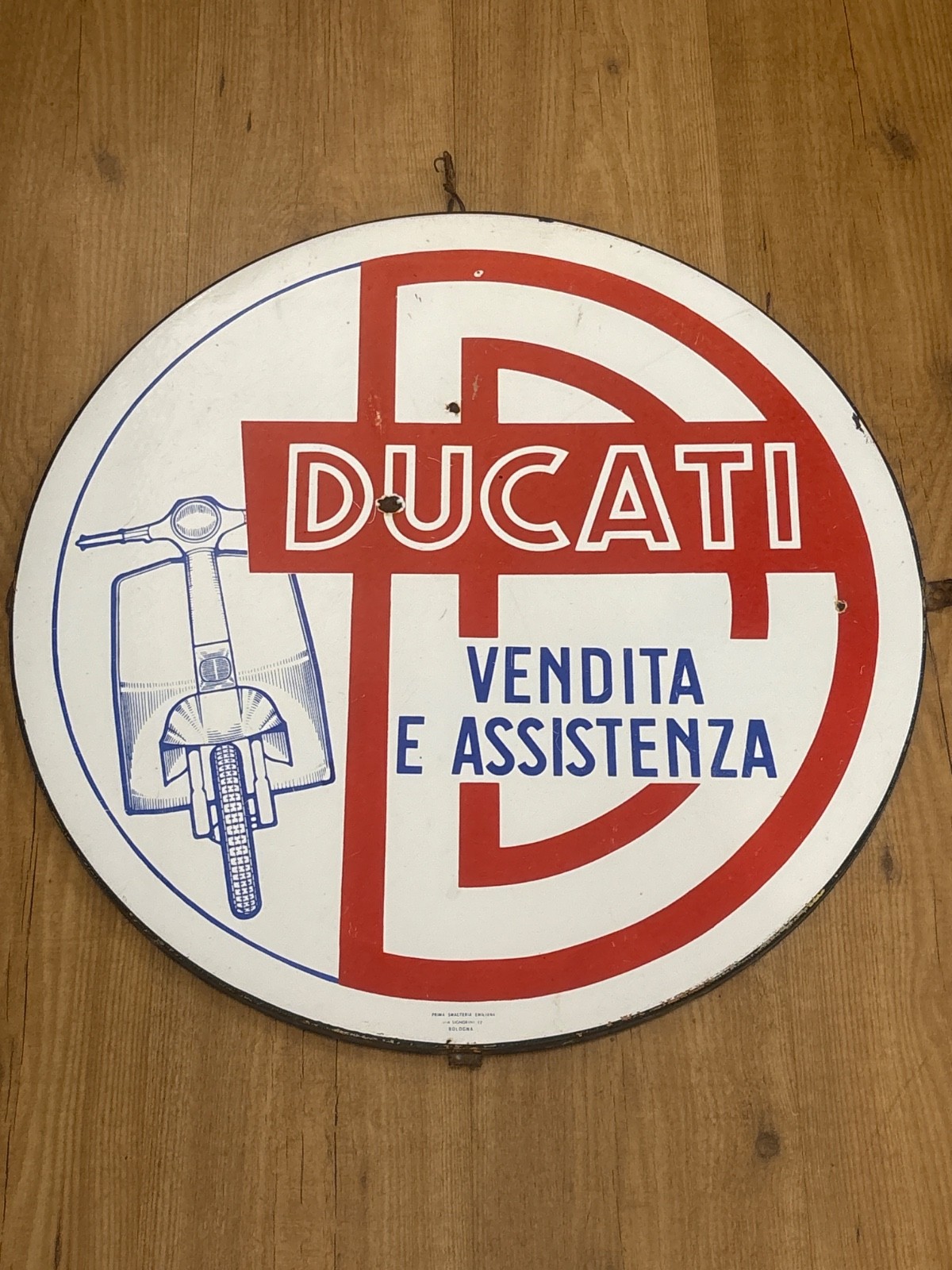 Ducati Servizio Motorcycle Enamel License Plate – Italy 1950s