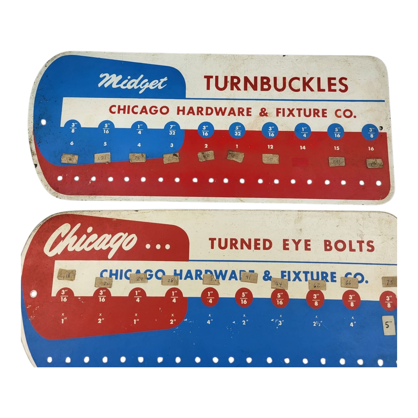 VTG Chicago Hardware & Fixture Co Signs Turned Eye Bolt Midget Turnbuckles