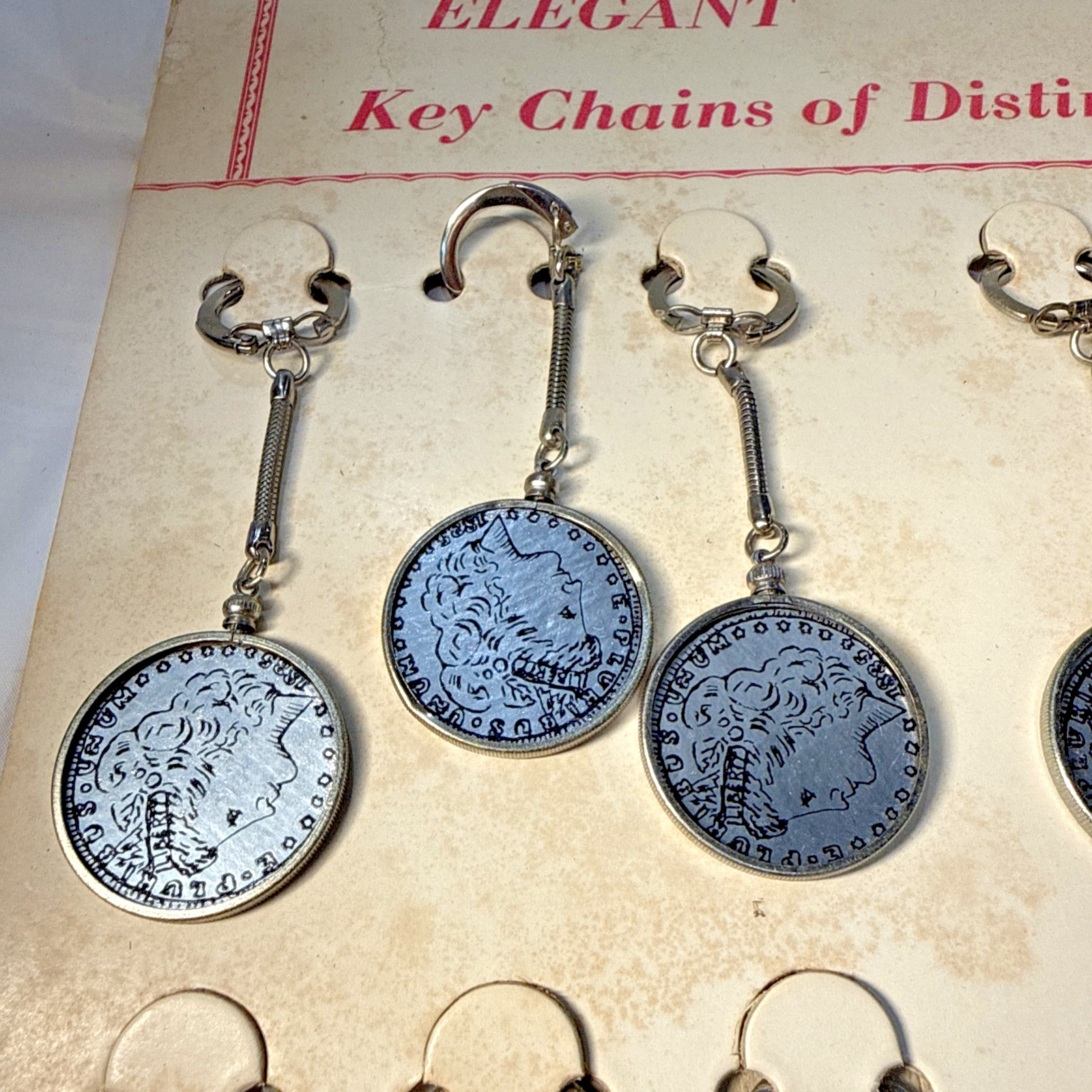 Vtg Novelty Elegant Key Chains of Distinction Style Craft Original Display of 12