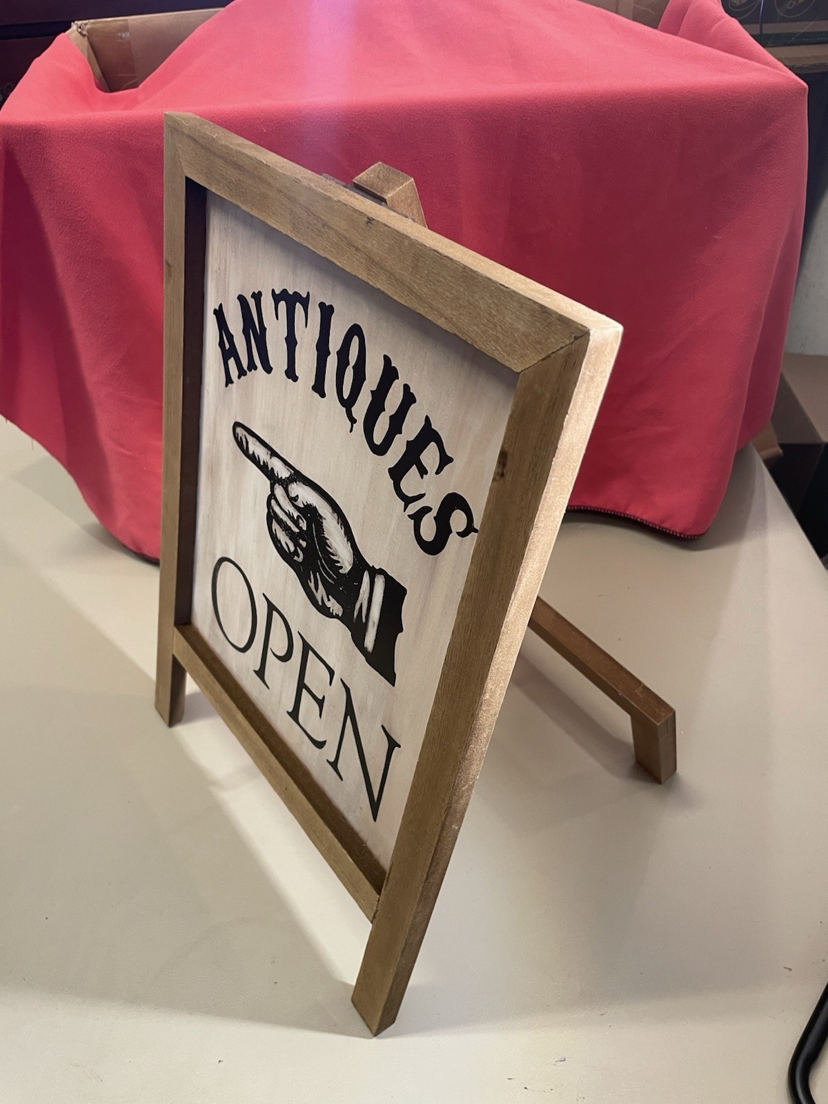 Wooden Easel Counter Top Or Floor Advertising Antiques