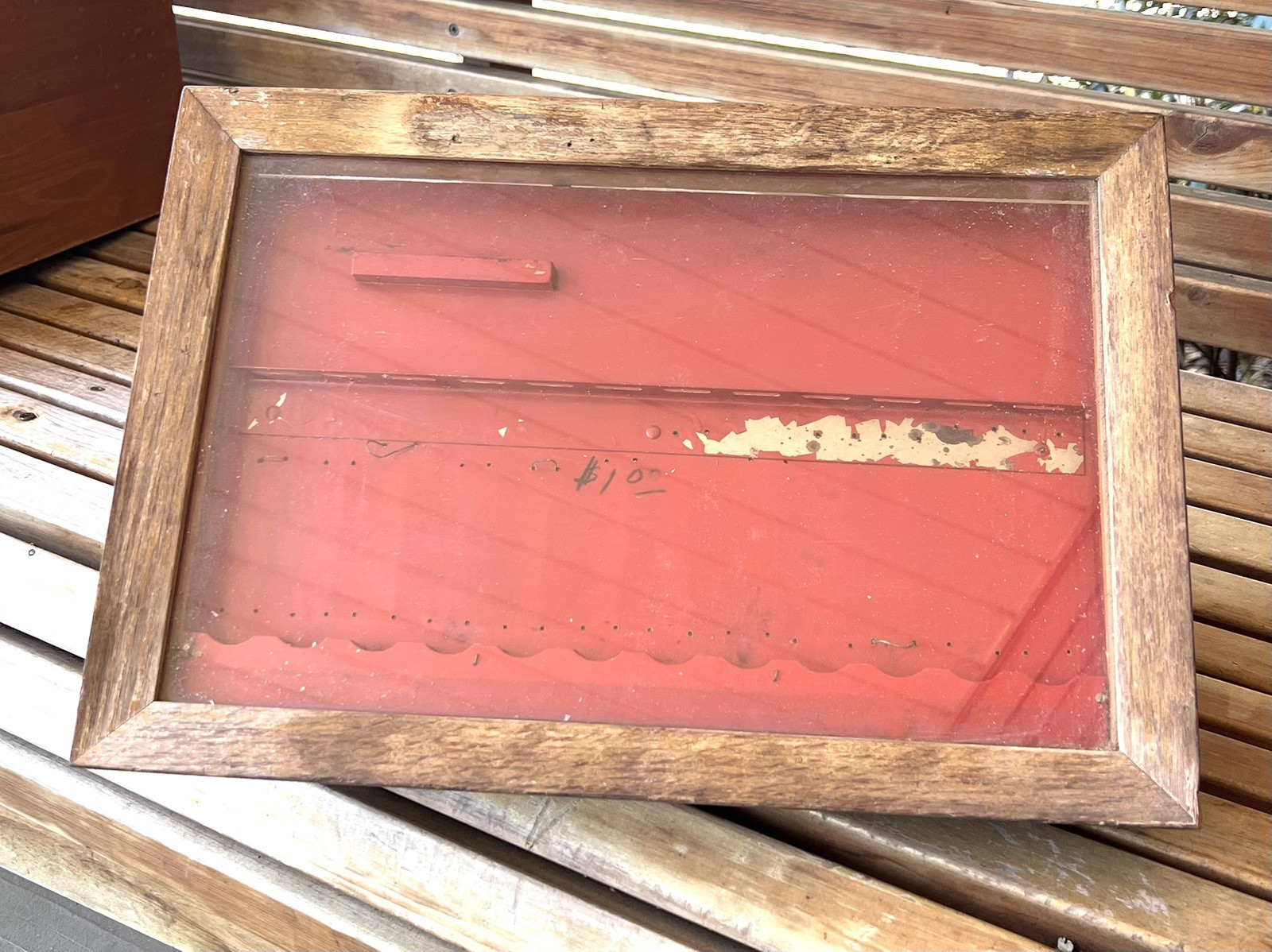 Vintage Camillus Pocket Knife Glass & Wood Counter Store Display Case! No Key!