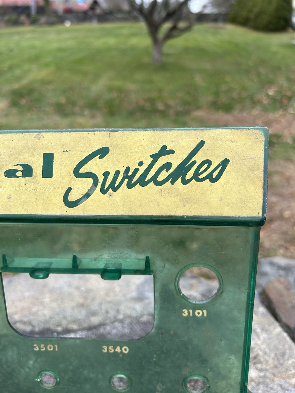 Mid Century IDEAL SWITCHES Store Counter Display Acrylic Hardware Sign Ad Vtg