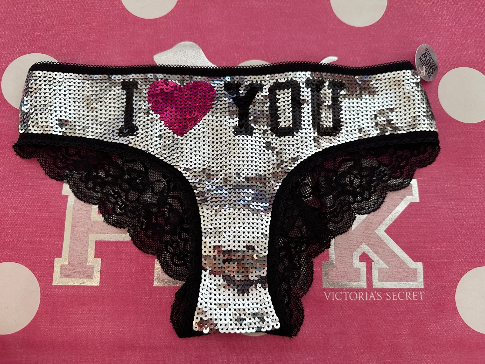 New Fashion Show Exclusive Victoria’s Secret PINK Lace Trim Panty Size S