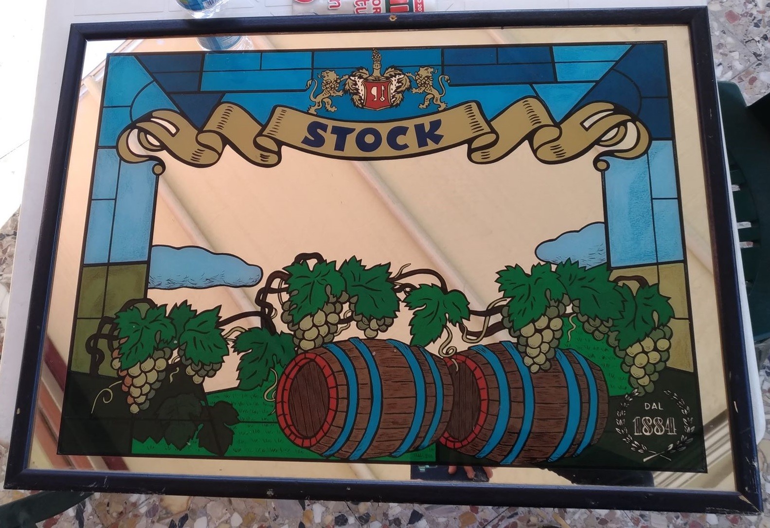 MIRROR PAINTING “STOCK 1984” ORIGINAL VINTAGE 70s COLLECTIBLE