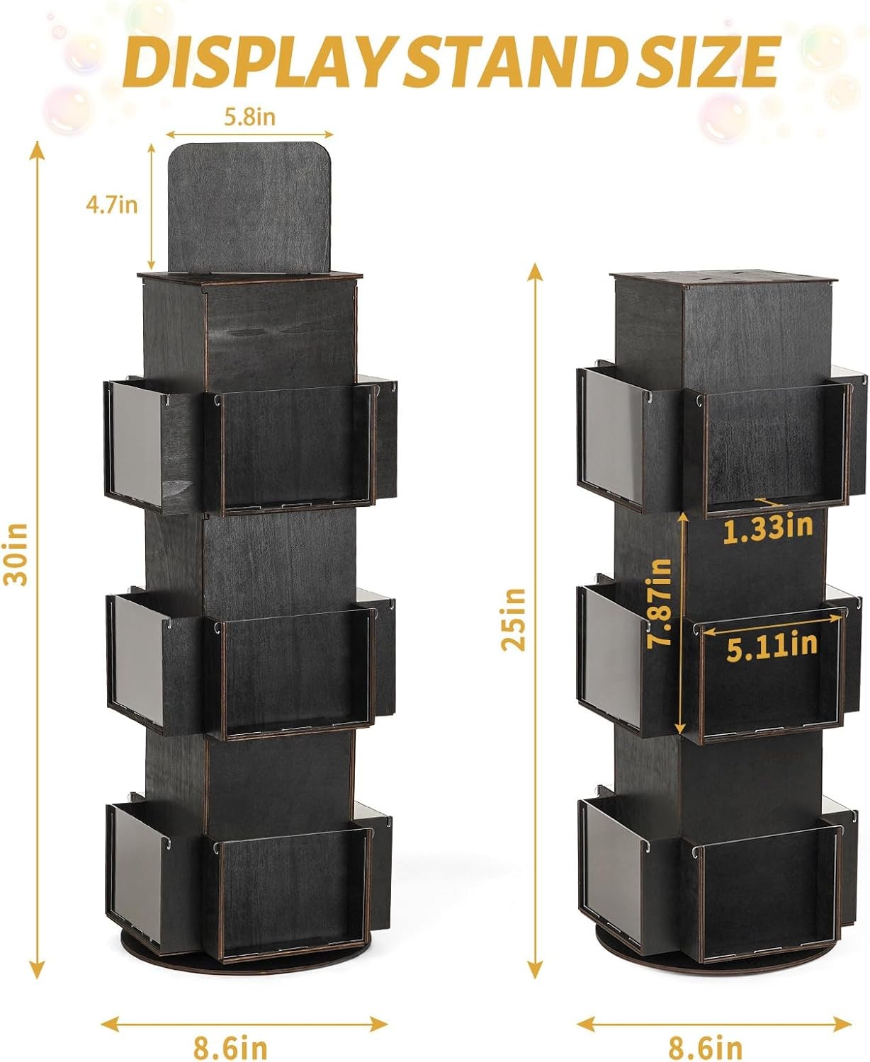 3 Tier Wooden Card Display Stand Ebony Tabletop