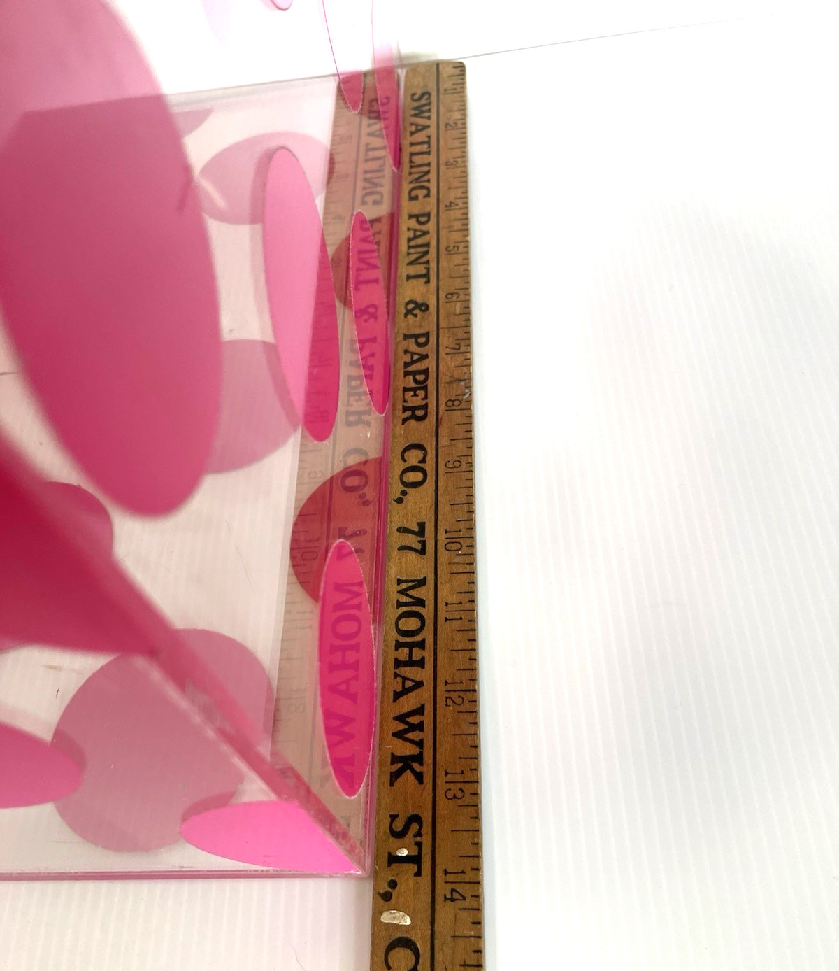 Clear Lucite Pink Dot VS Display Cube 14 x 14 x 14