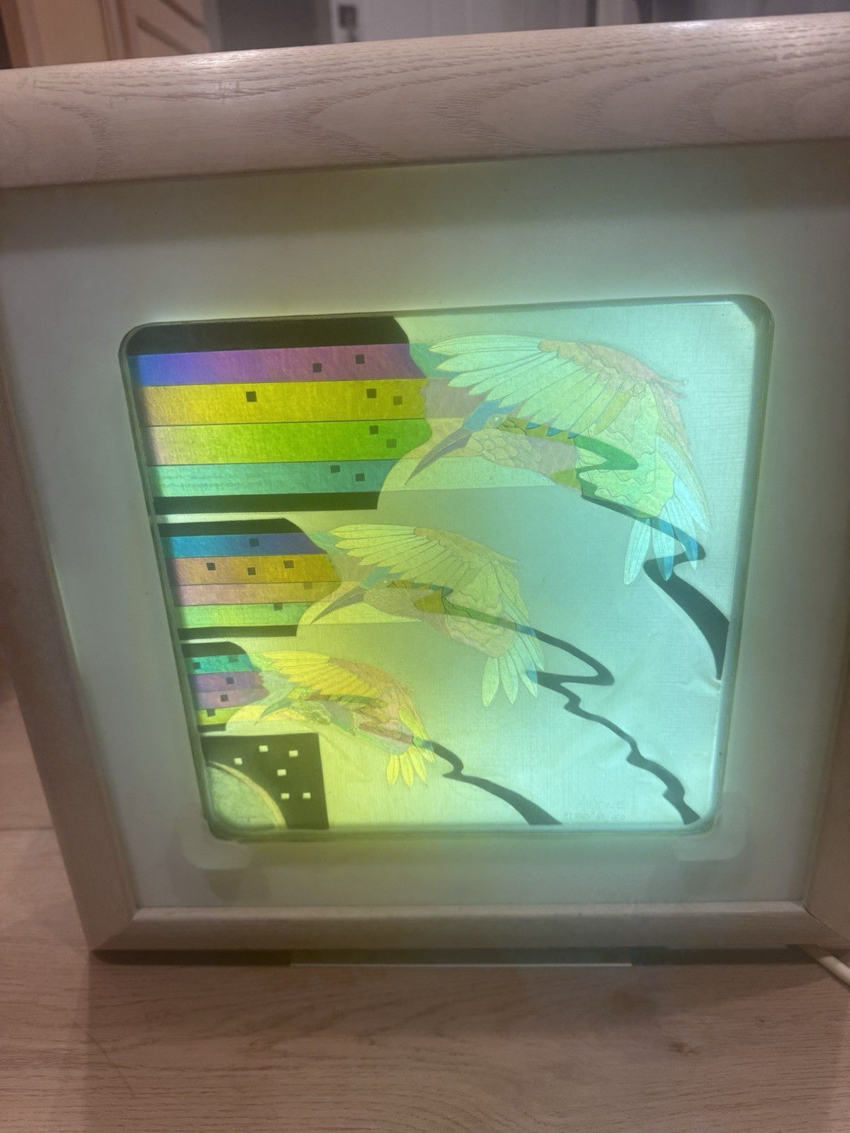 Rare Vtg Austine Studios Polage “Trio” Art Panel With Motorized Light Box Works!