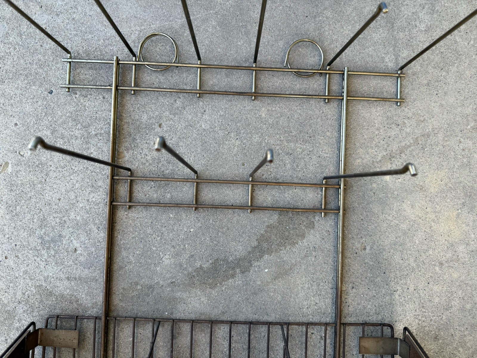 Vintage Lance Metal Display 2 Row Peg Rack Bottom Bins Bag Nuts Signage