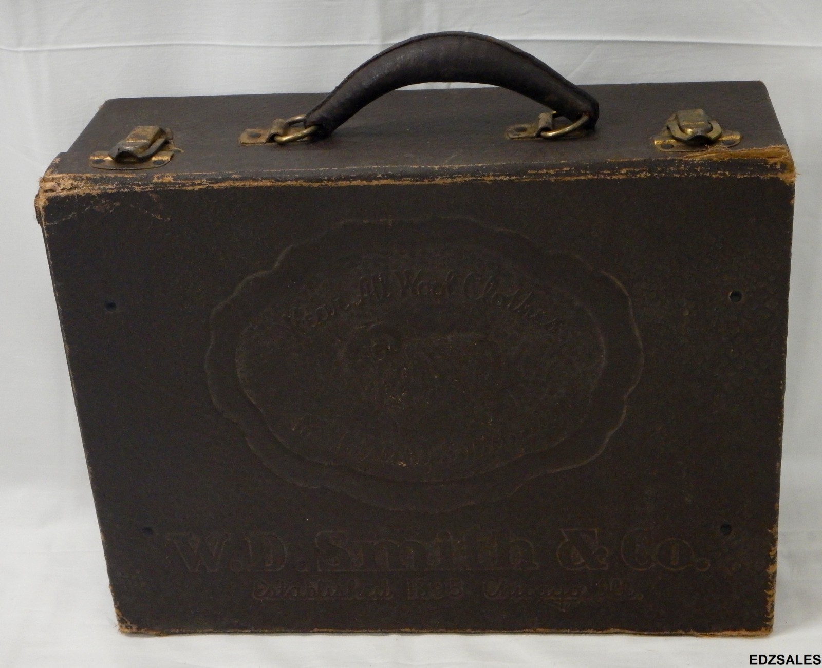 Vintage Salesman Sample Display Case W.D. Smith Wool Clothes Fabric Advertising