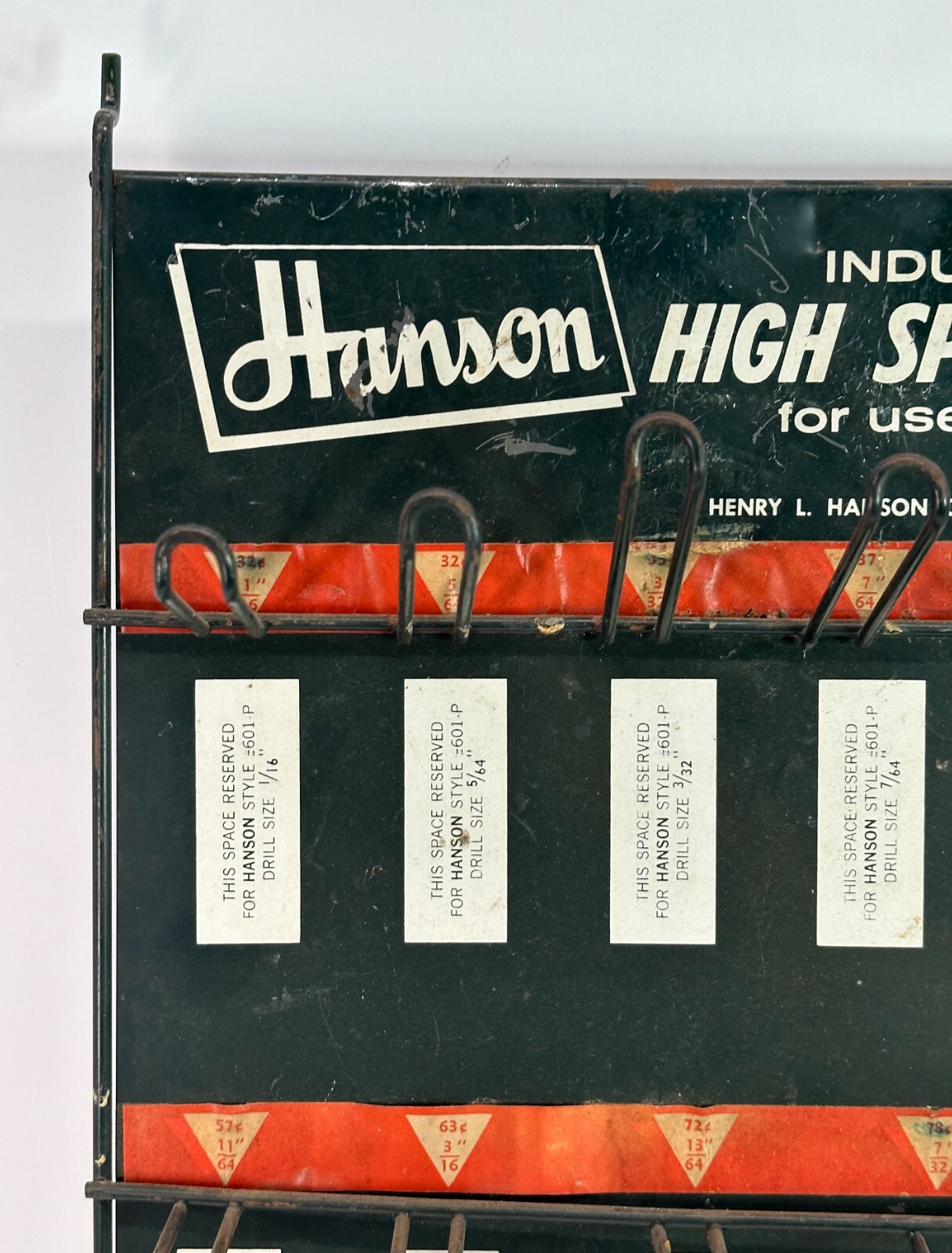 Vintage Advertising Hanson High speed steel drills display rack vtg collectible
