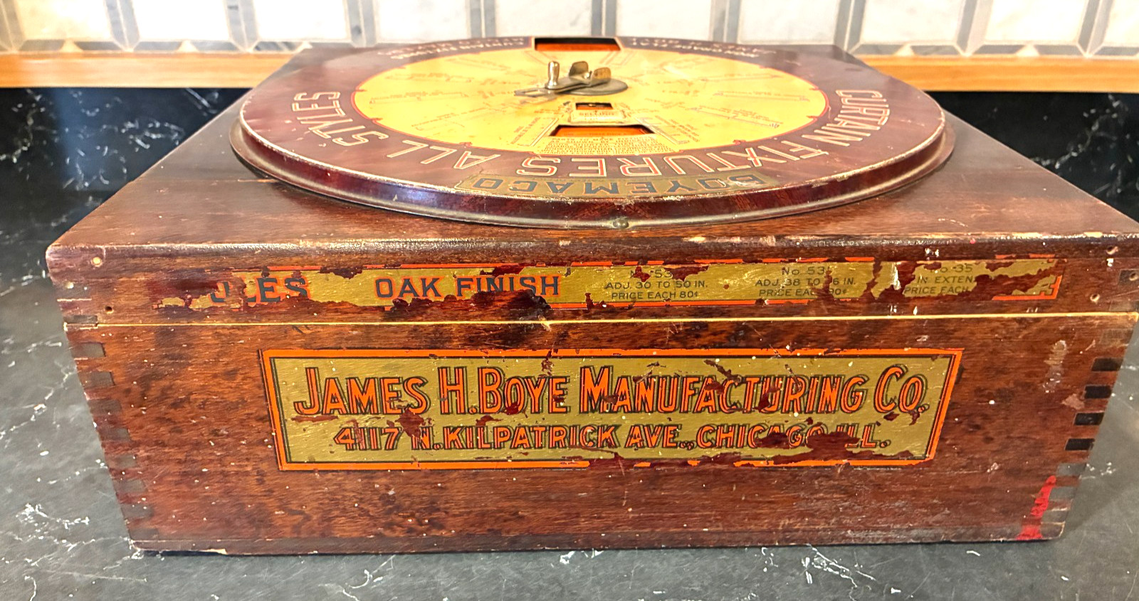 Vintage Boyemaco Curtain Fixtures Box General Store Display – Working Dial 1920s