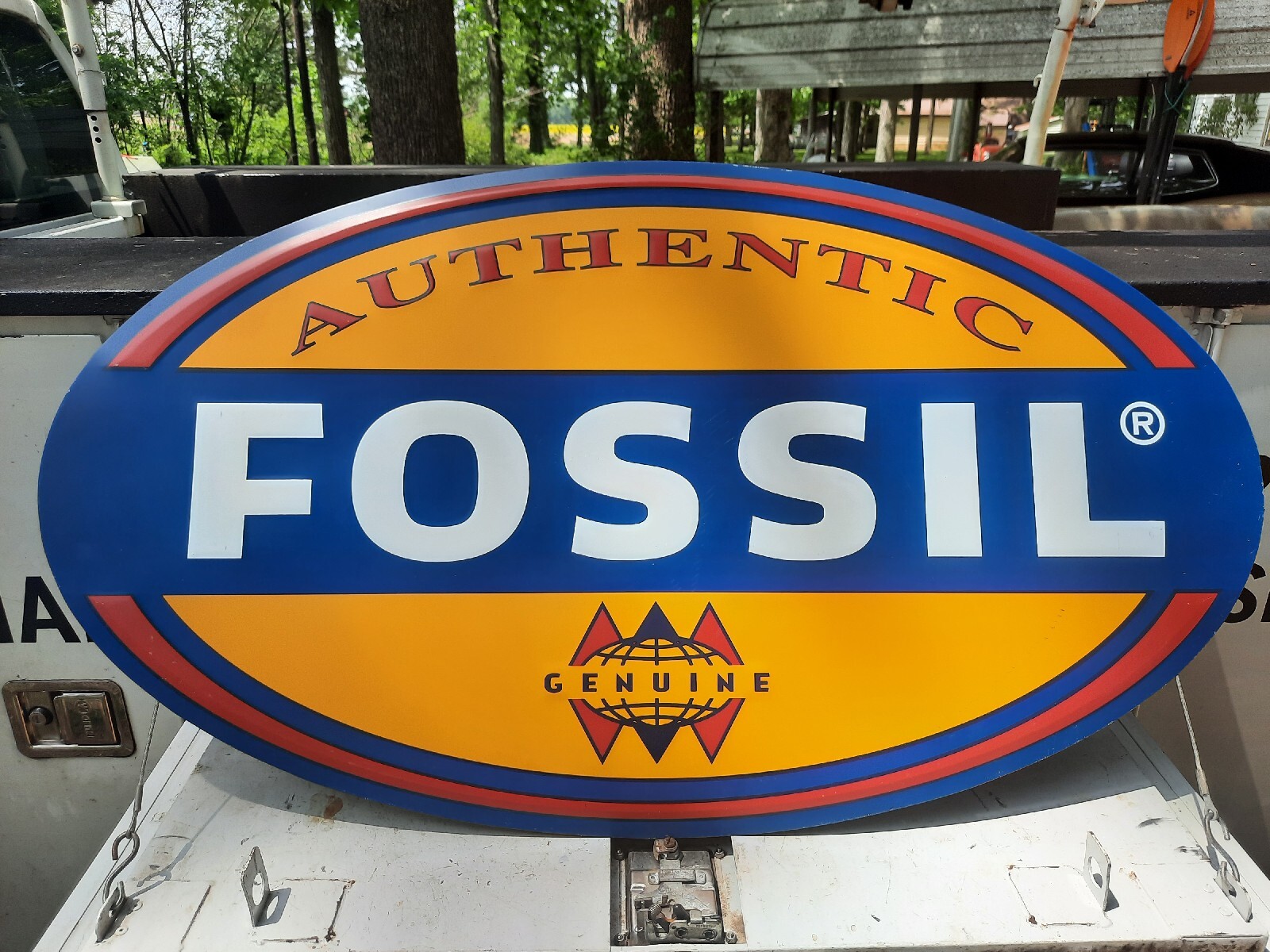 Fossil Watch Dealer Sign 47″x27″ Metal Embossed Made In USA