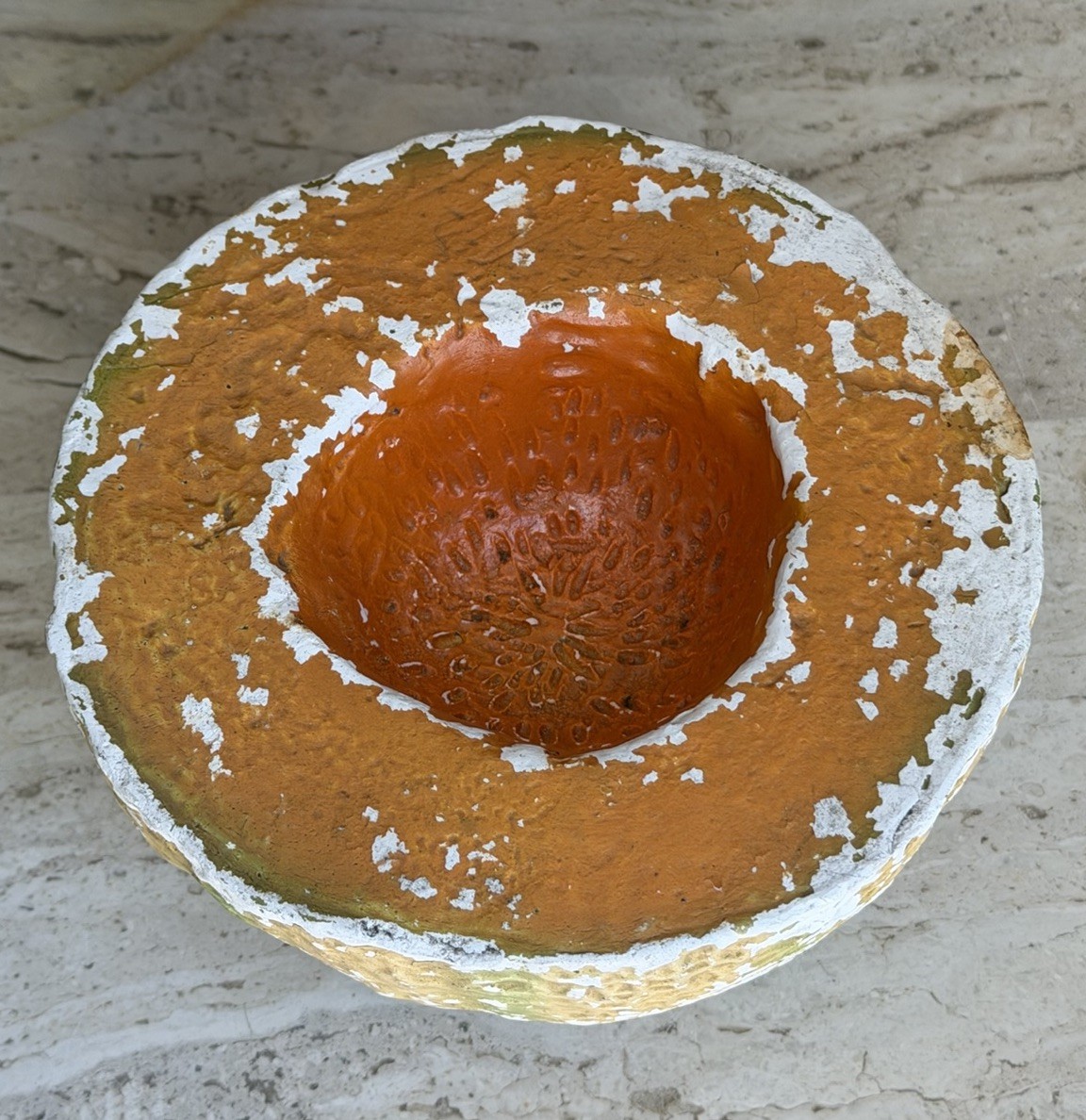 1940’s 1950’s Plaster Chalkware Cut Half Cantaloupe Store Grocery Display