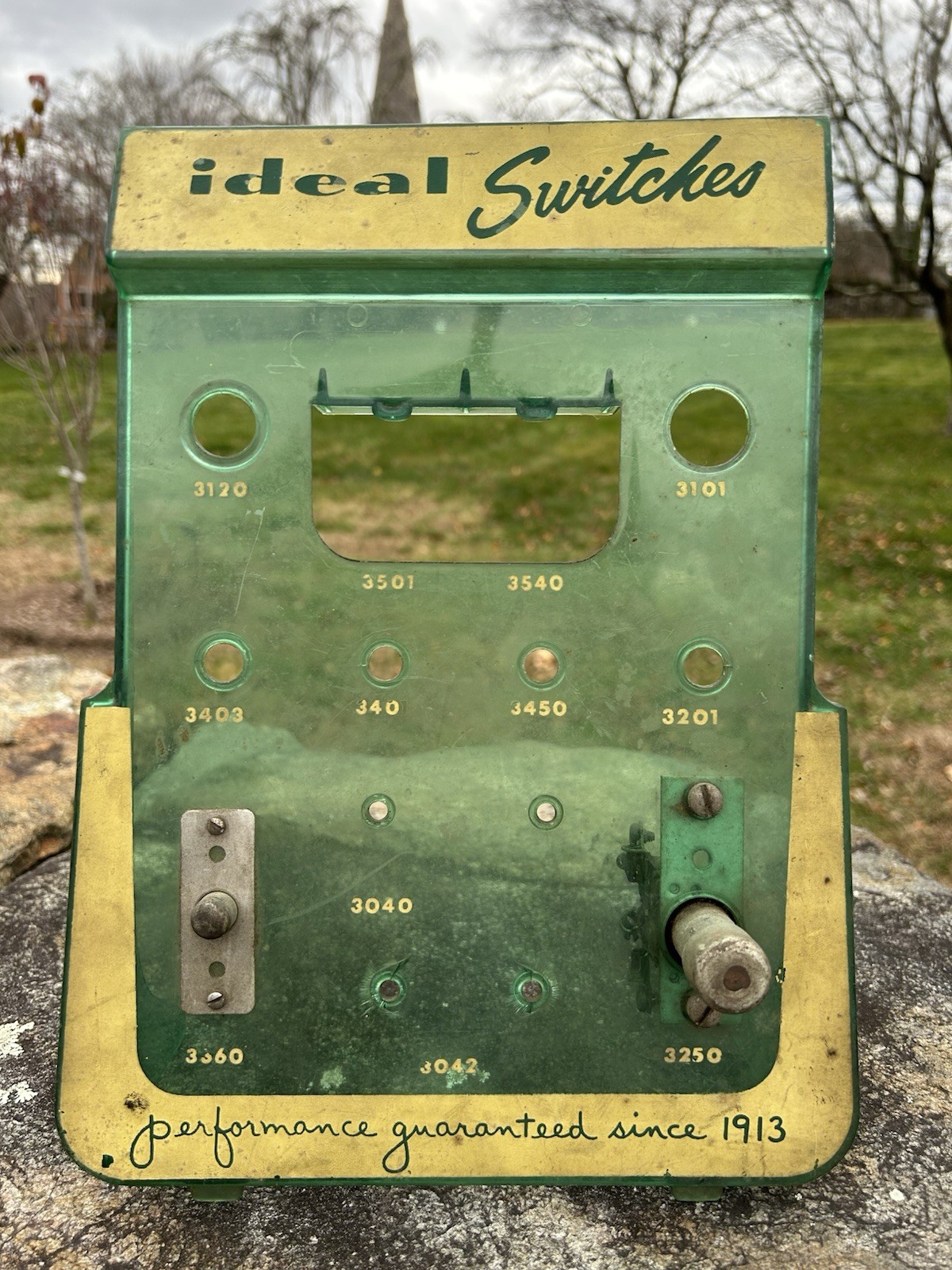 Mid Century IDEAL SWITCHES Store Counter Display Acrylic Hardware Sign Ad Vtg