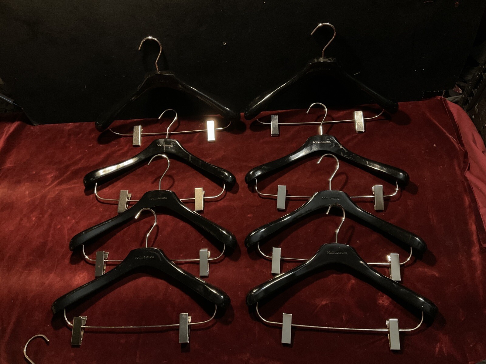 1 Luxury Original Store Hanger DOLCE & GABBANA Gloss Black Solid Wood + clipper