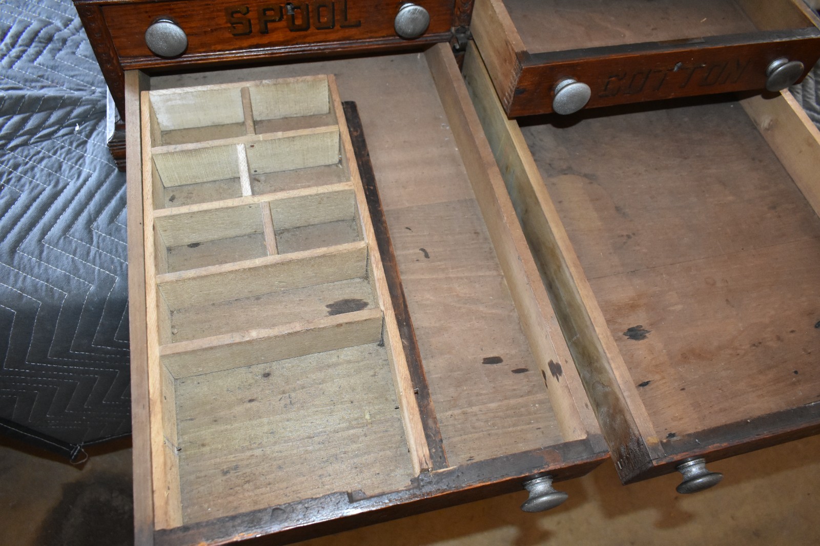 Antique Willimantic General Store Spool Cabinet w/ Leather Writing Top 1900