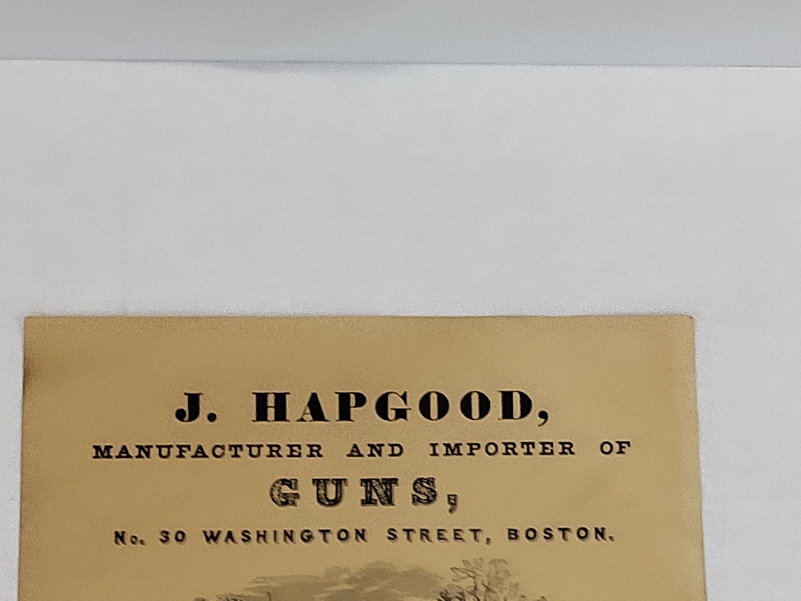 Vintage RARE 1847 J.HAPGOOD GUN STORE POSTER BOSTON 9×11
