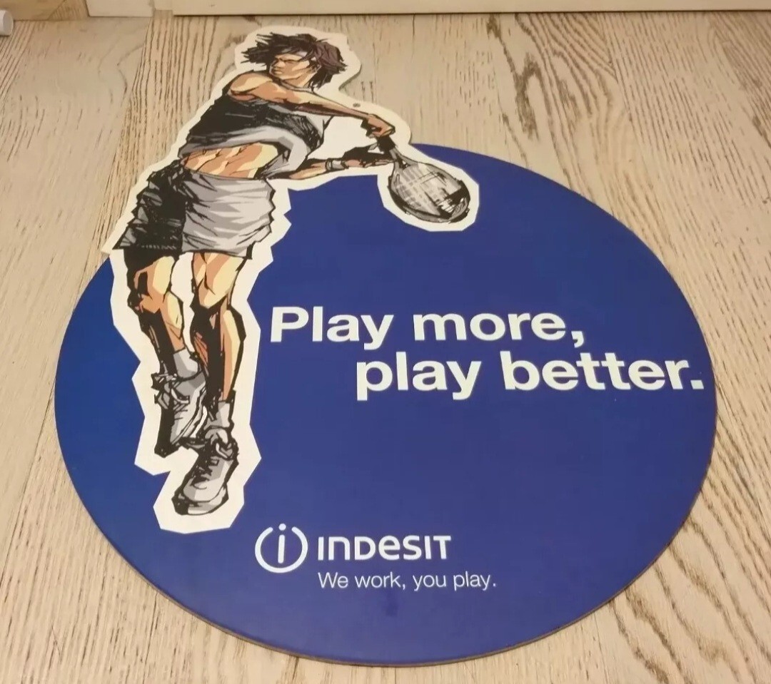 TABLE SIGN ADVERTISING-INDESIT TENNIS SPORT-PICTURES VINTAGE