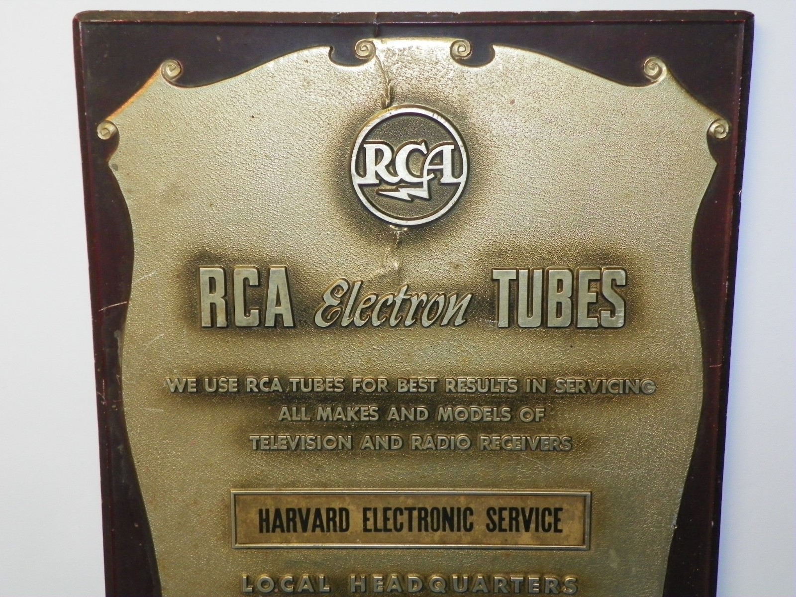 Vintage RCA Electron Tube Store Sign “HARVARD ELECTRONIC SERVICE”