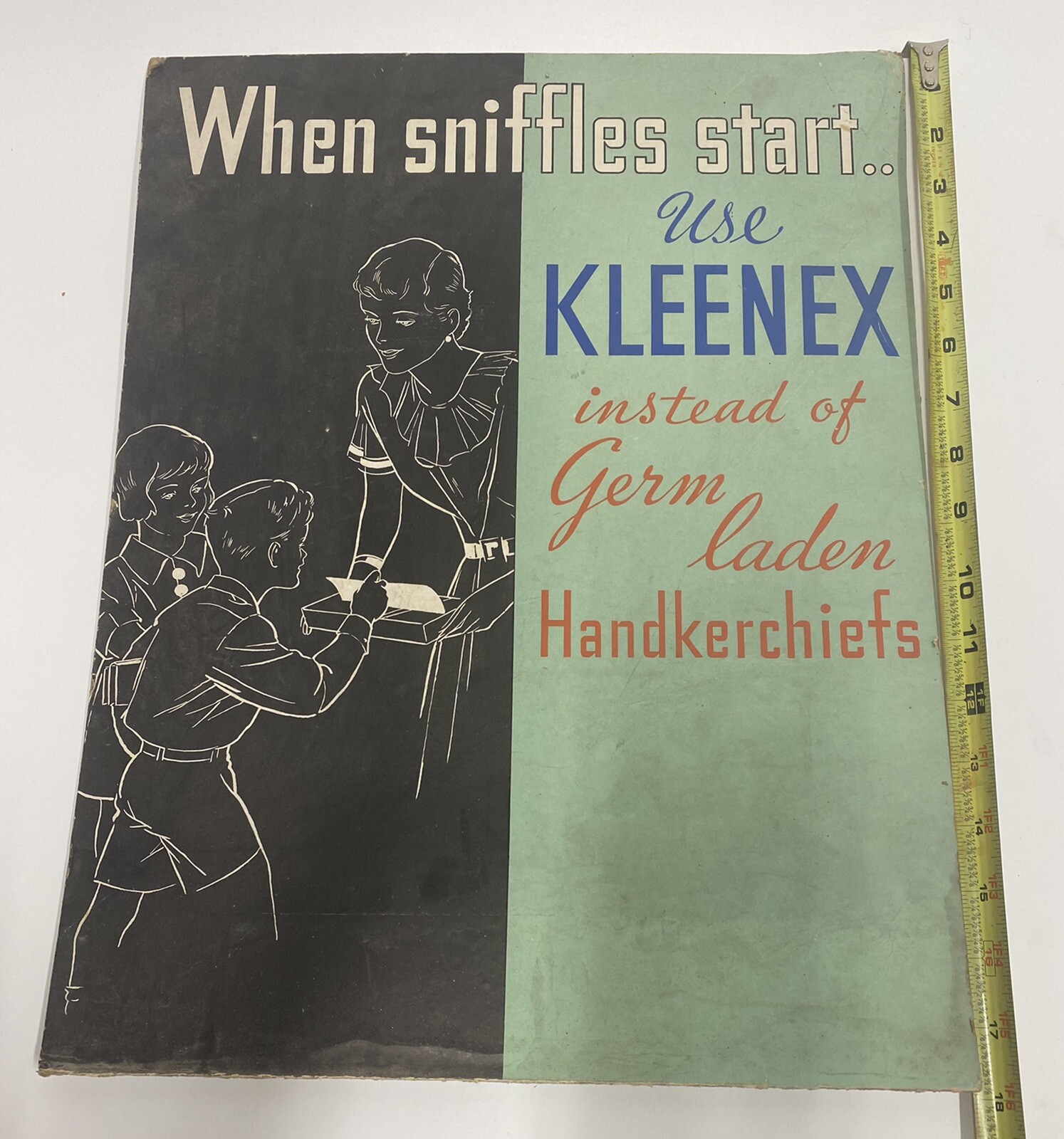 Vintage 1940s? Kleenex Advertising Cardboard Display Standee